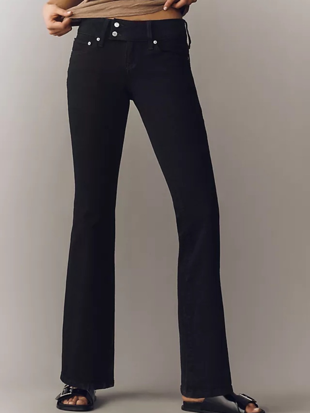 Anthropologie Etica Missy Low-Rise Bootleg Jeans in Black Eclipse size 28 NWT